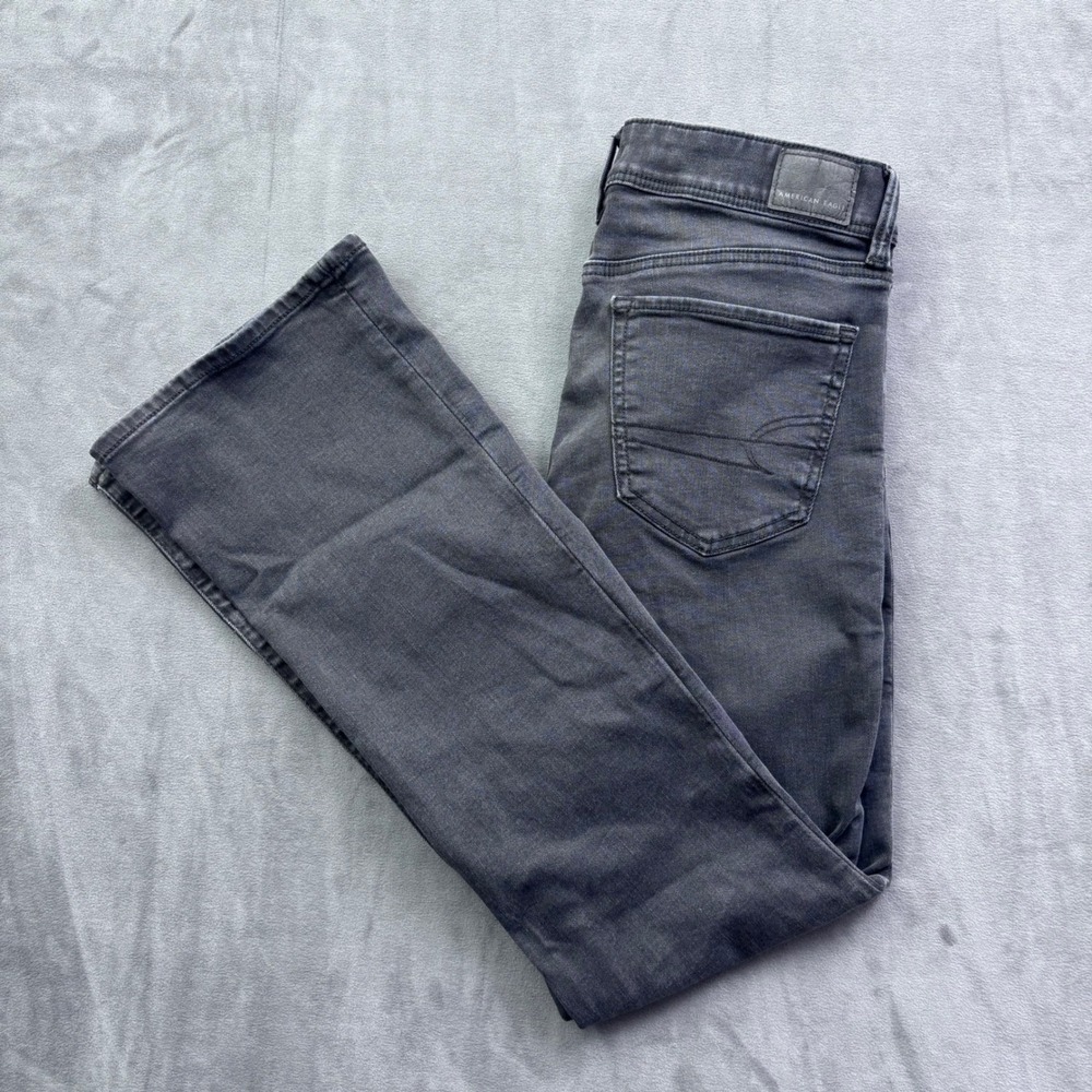 American Eagle Kick Thin Bootcut Jeans Gray Washed Black Next Level Stretch 6R